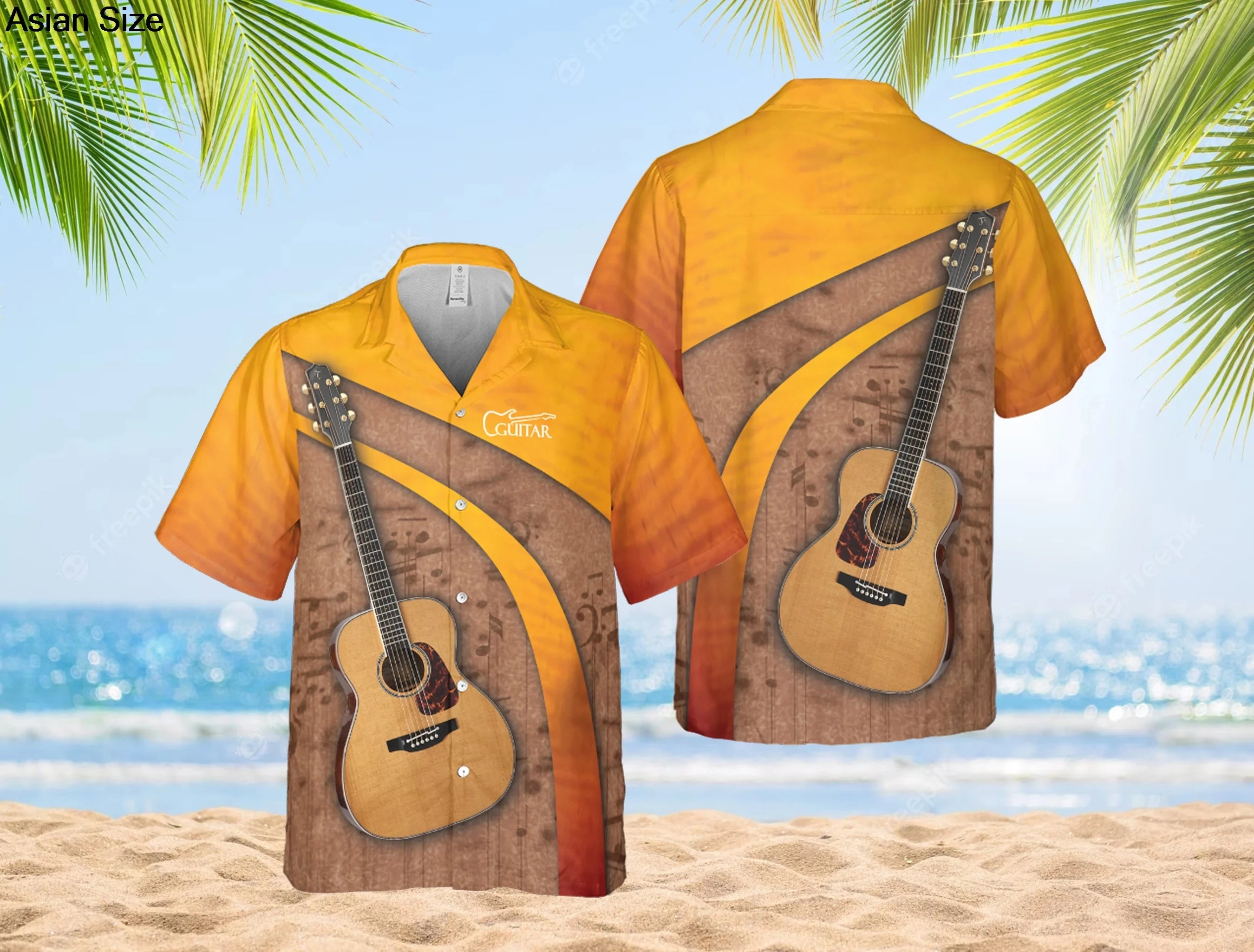 2025 Guitar Hawaiian Shirt Men Women Clothes Retro Electric Rock Animal Funny Musician Aloha Short Sleeve Hip Hop Button Blouses