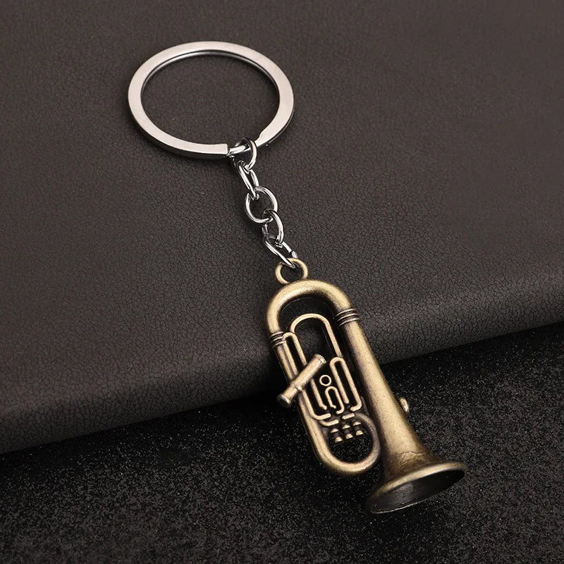 Retro Music Keychain – Microphone Piano Saxophone Pendant Kids Gift