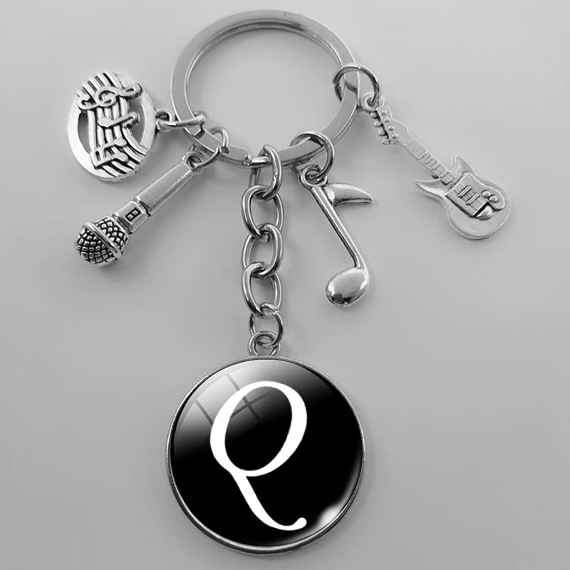 A-Z Letter Music Keychain – Handmade Guitar & Microphone Teacher Gift