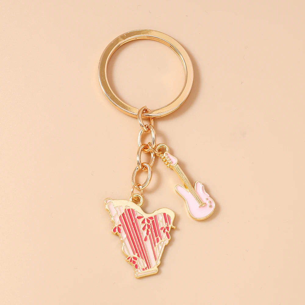 Guitar Keychain for Women – Musical Instrument Key Ring Bag Pendant Gift
