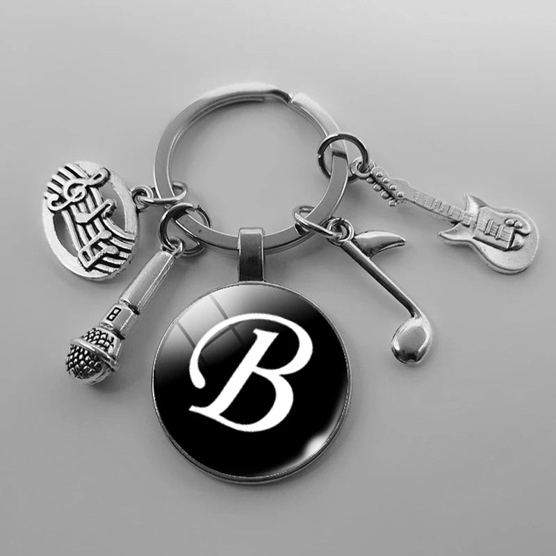 A-Z Letter Music Keychain – Handmade Guitar & Microphone Teacher Gift
