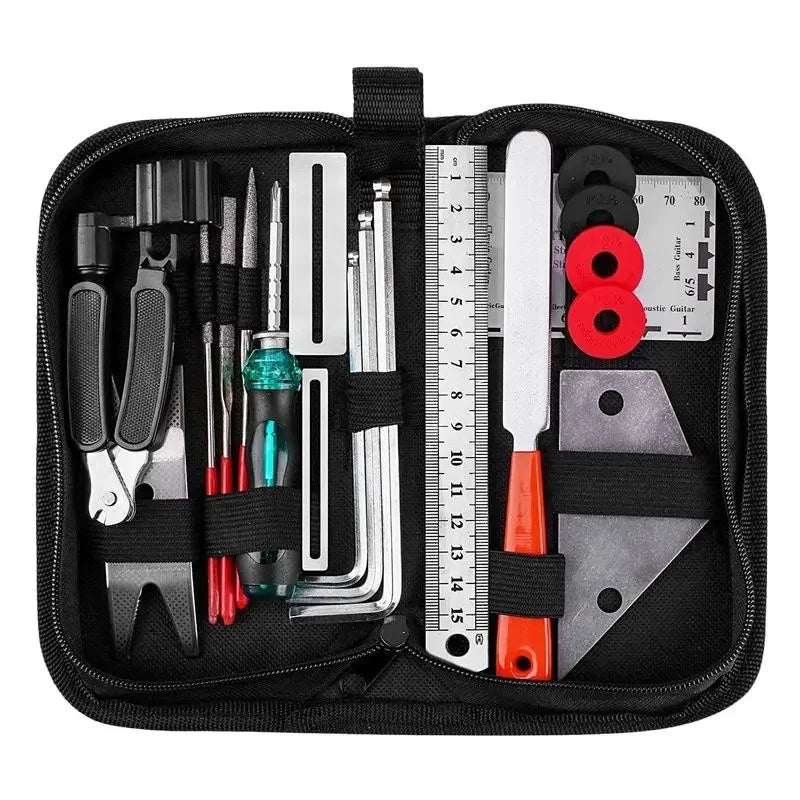 20-Piece Guitar Repair Tool Kit – String Winder, Cutter & Action Ruler
