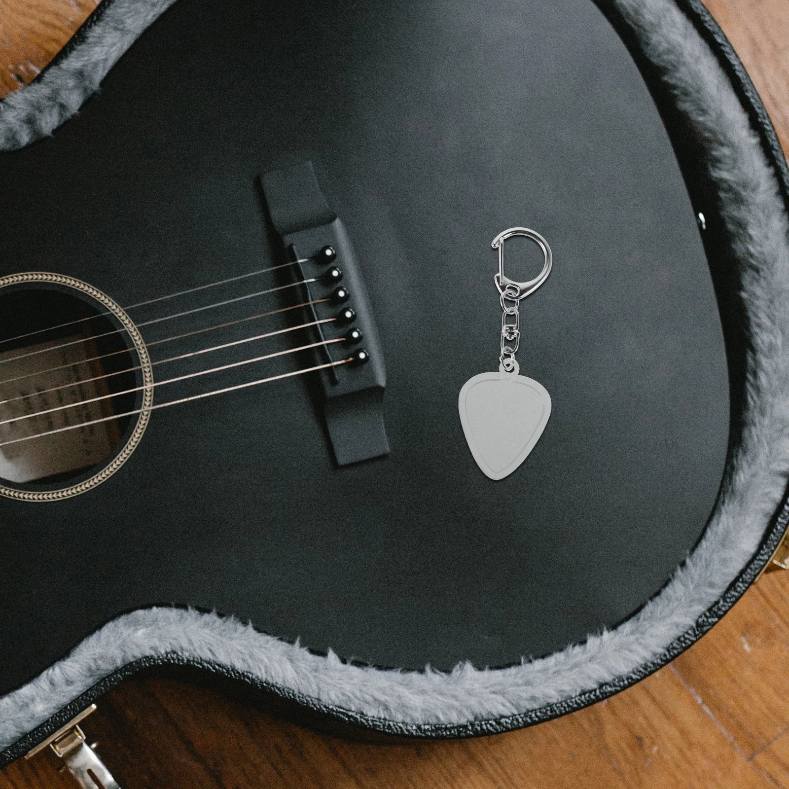 Heart Guitar Pick Holder Keychain – Clear Storage Case with Keyring