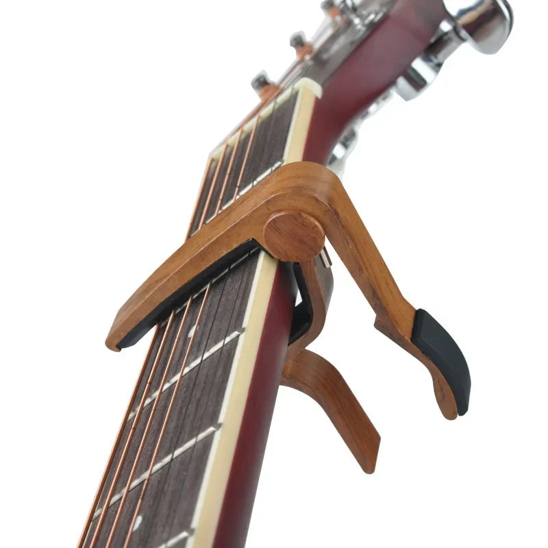 Wood Grain Guitar Capo — Soft Silicone Cushion for Acoustic, Electric & Ukulele