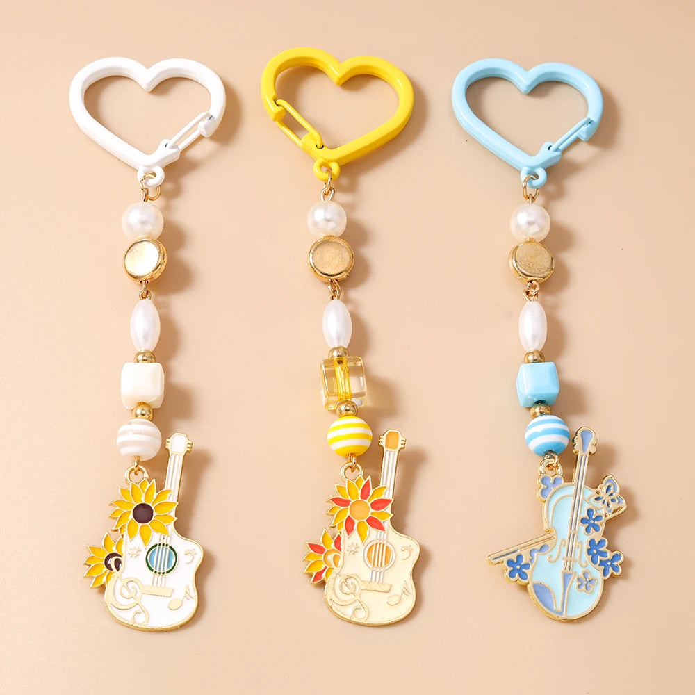 Guitar Keychain for Women – Musical Instrument Key Ring Bag Pendant Gift