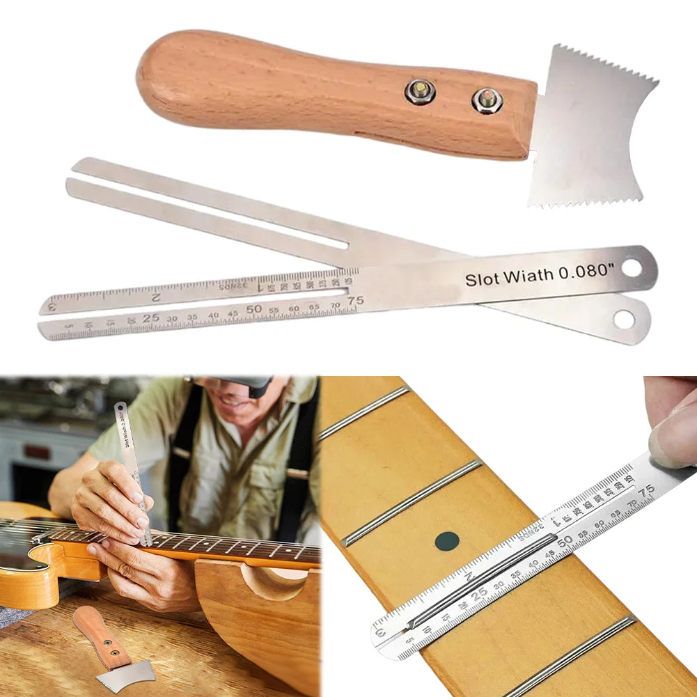 Guitar Nut Slot & Fret Scraper Kit – Stainless Steel Repair Tools
