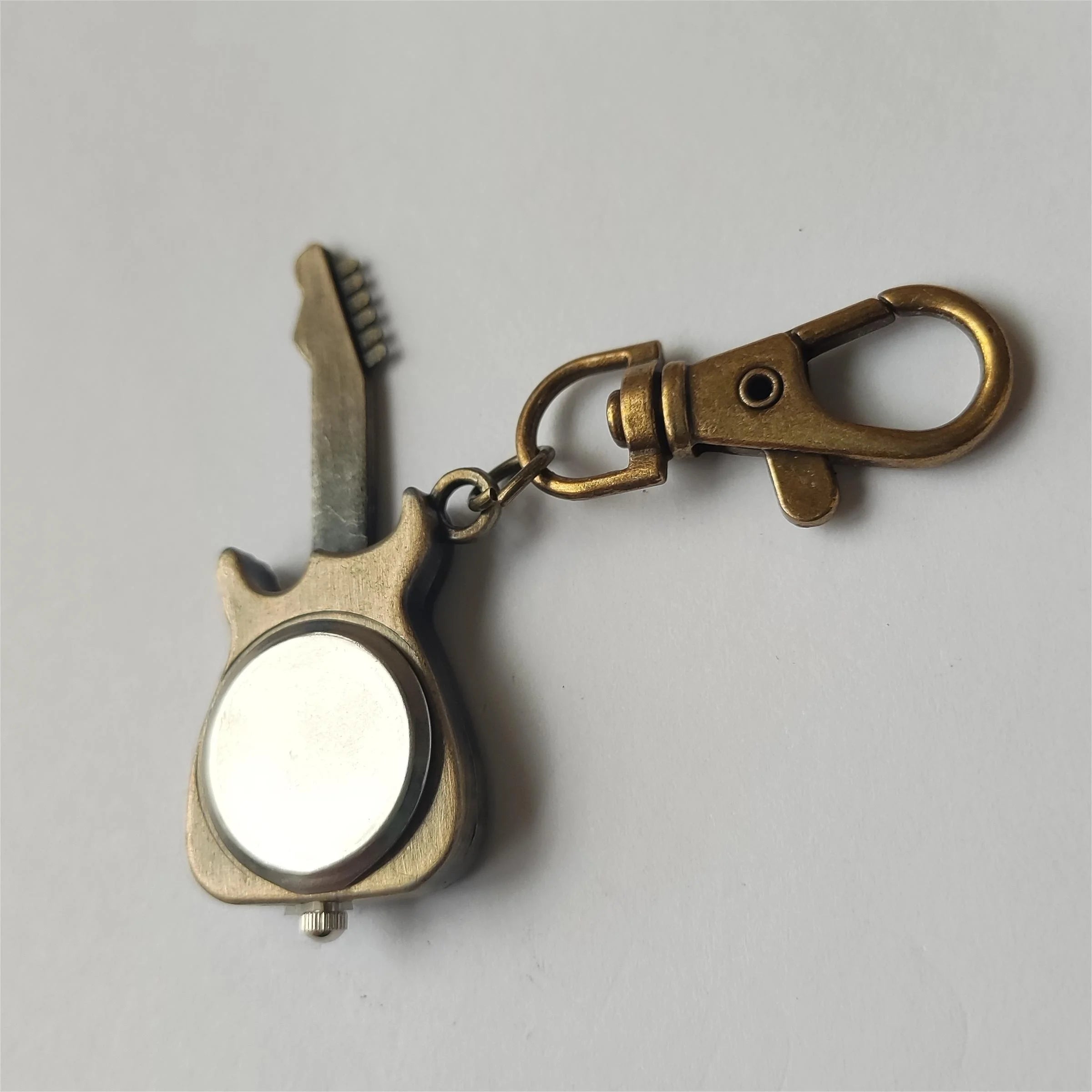 Retro Guitar Watch Keychain – Cute Cartoon Pendant for Students