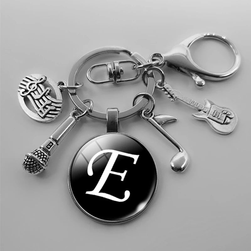 A-Z Letter Music Keychain – Handmade Guitar & Microphone Teacher Gift