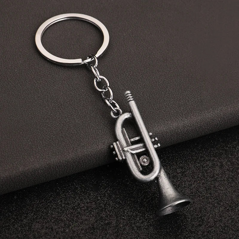 Retro Music Keychain – Microphone Piano Saxophone Pendant Kids Gift