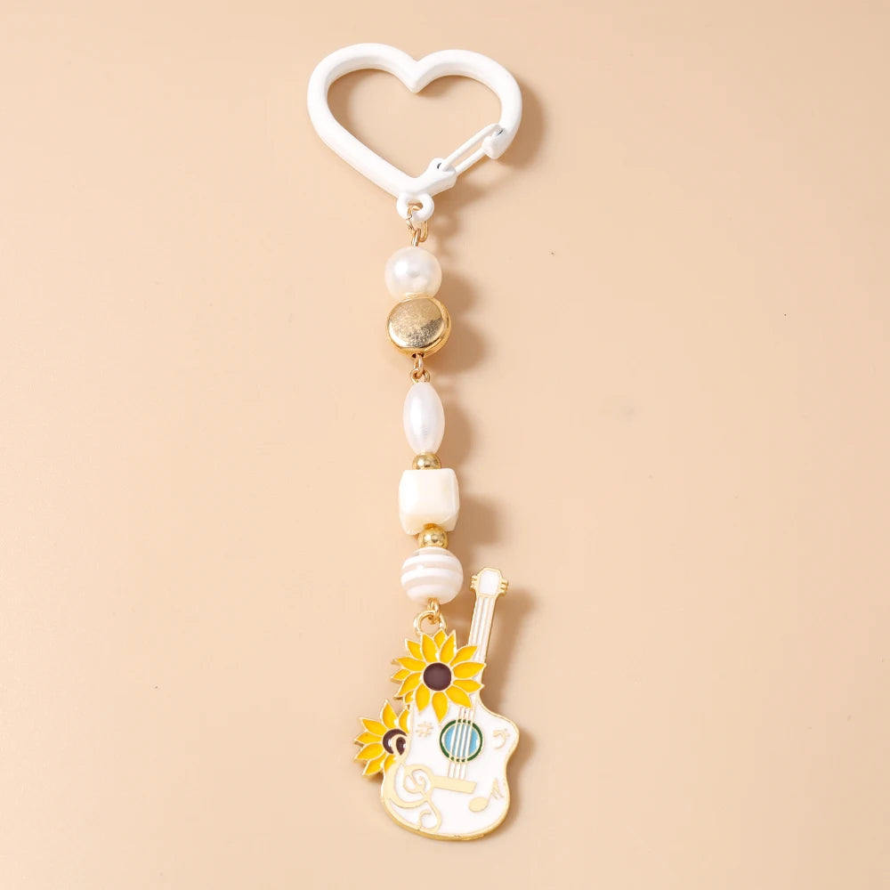 Guitar Keychain for Women – Musical Instrument Key Ring Bag Pendant Gift