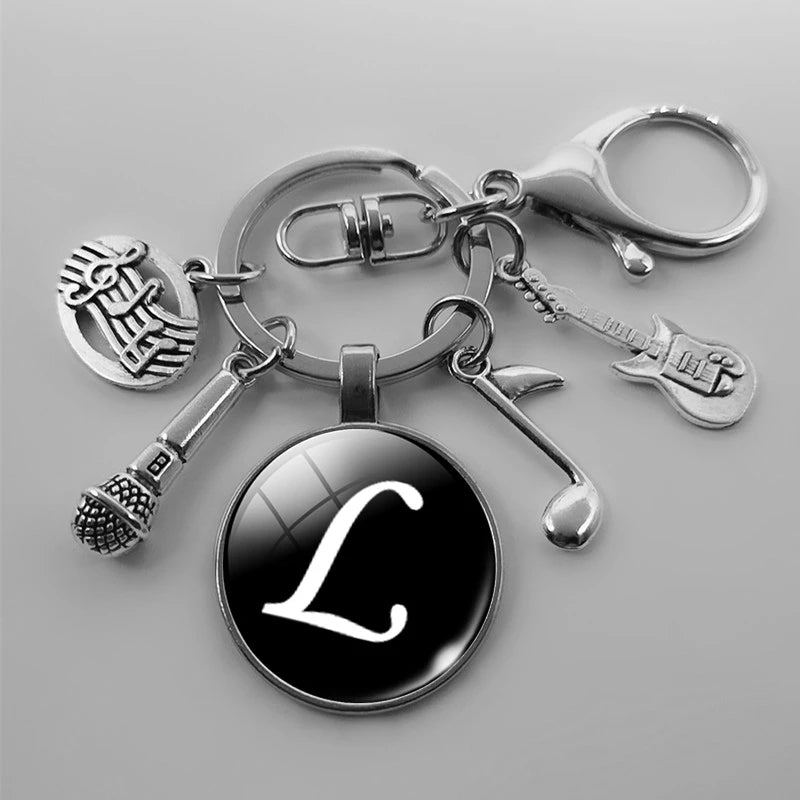 A-Z Letter Music Keychain – Handmade Guitar & Microphone Teacher Gift