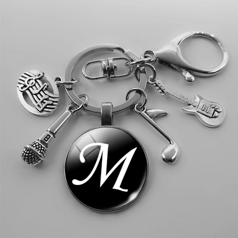 A-Z Letter Music Keychain – Handmade Guitar & Microphone Teacher Gift