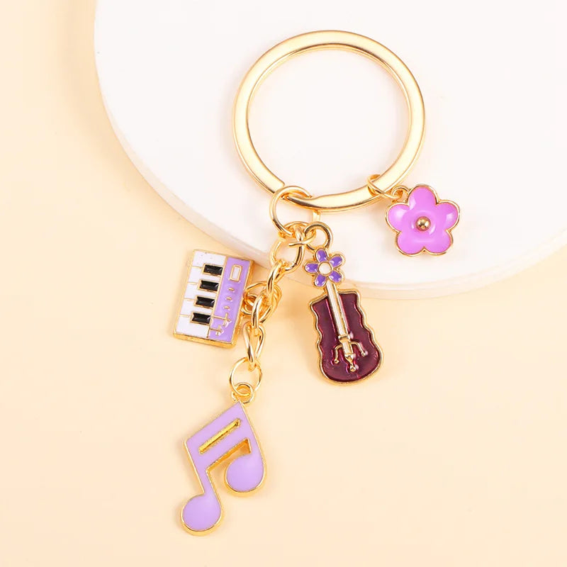Retro Music Keychain – Microphone Piano Saxophone Pendant Kids Gift