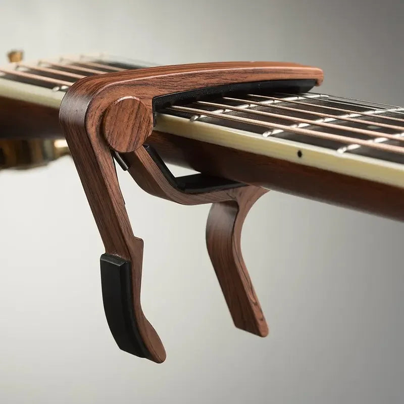Wood Grain Guitar Capo — Soft Silicone Cushion for Acoustic, Electric & Ukulele