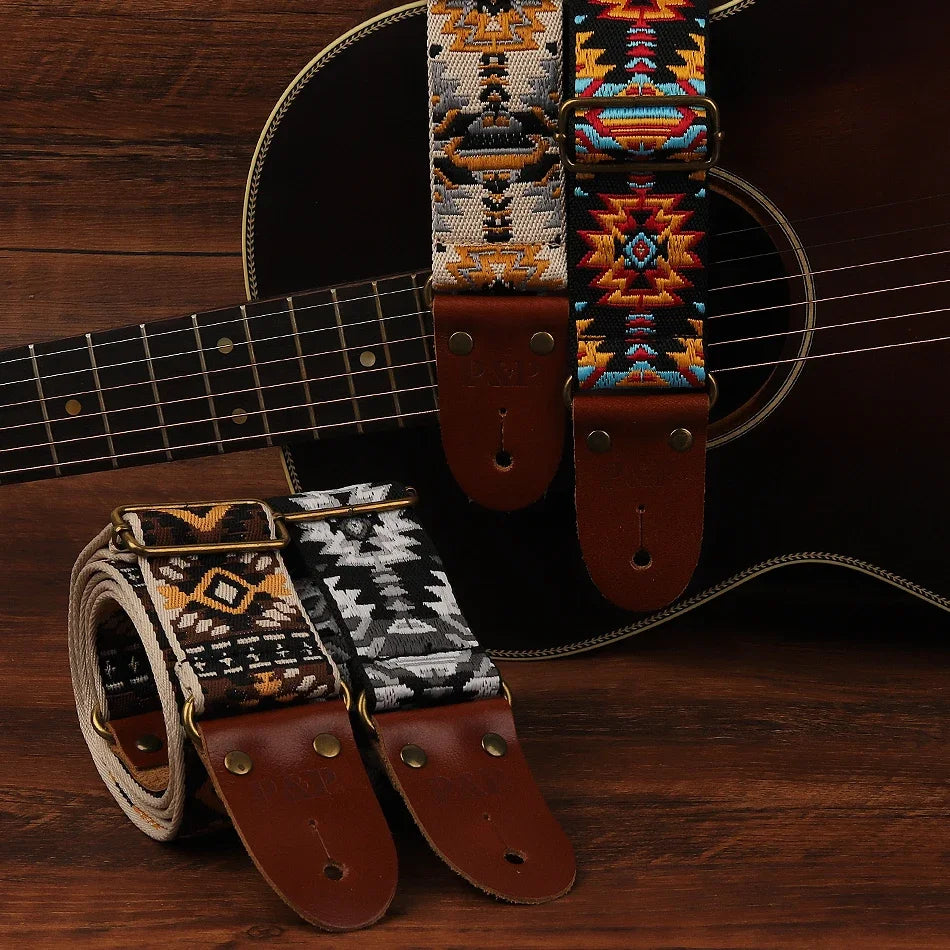 Bohemian Adjustable Guitar Strap for Acoustic, Electric & Bass