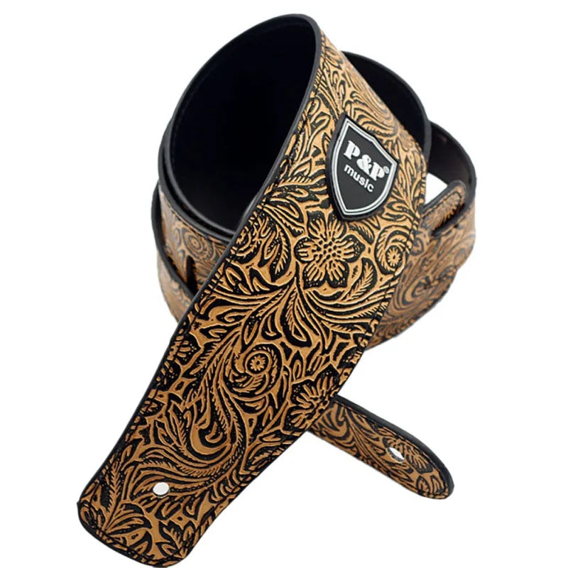 Adjustable Leather Guitar Strap for Acoustic & Electric Guitar