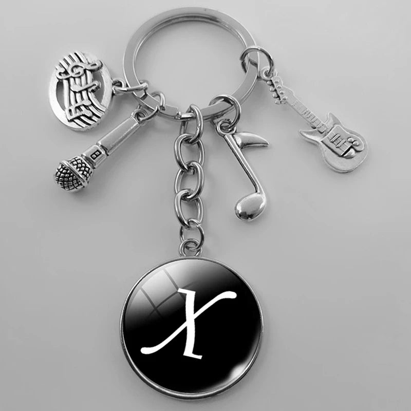 A-Z Letter Music Keychain – Handmade Guitar & Microphone Teacher Gift