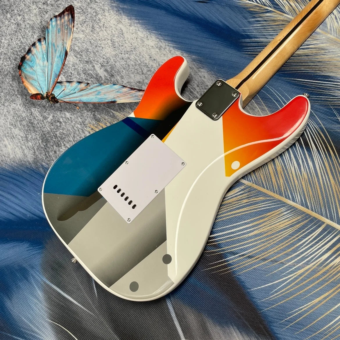 Classic 6-String Electric Guitar – SSS Pickups, Maple Fingerboard, Graffiti Art Design