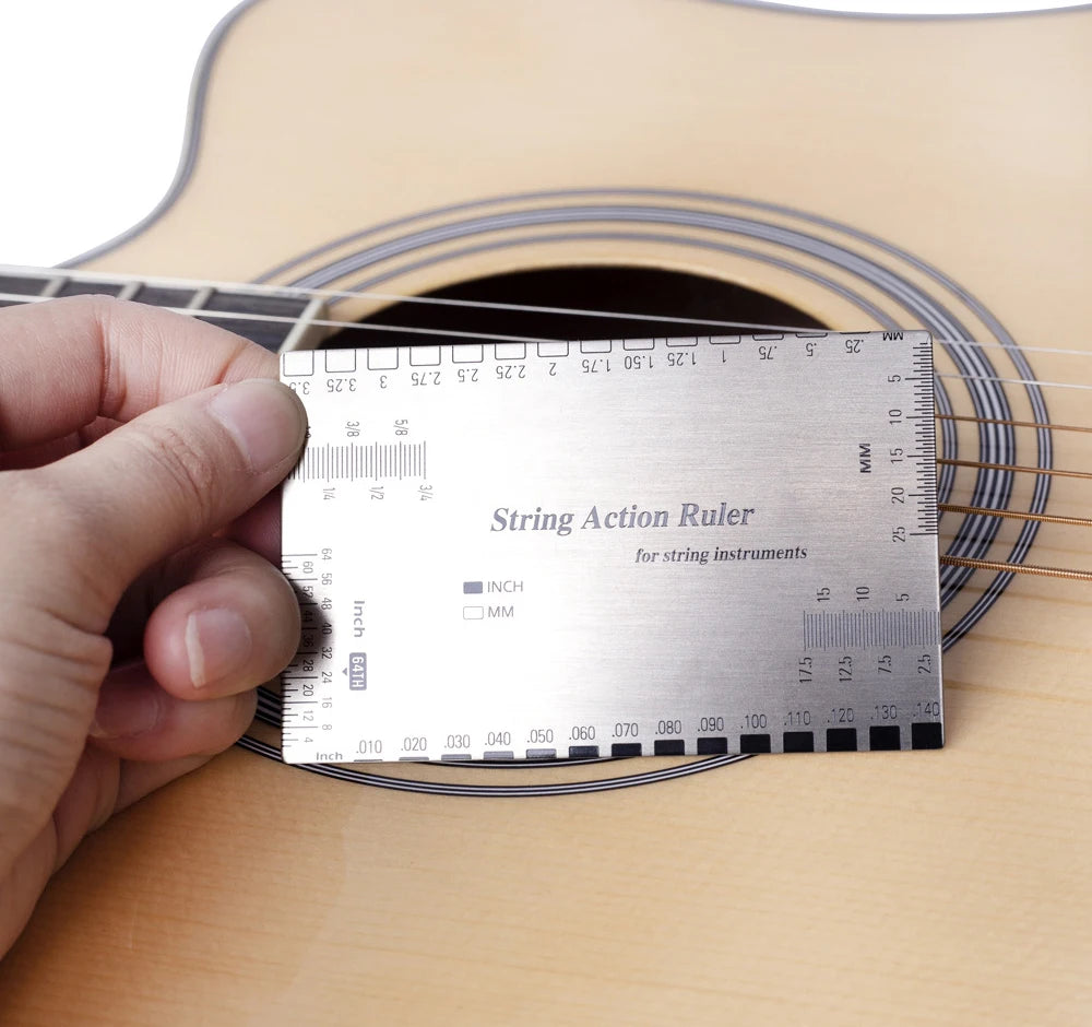 Stainless Steel Guitar String Action Ruler – Setup Gauge for Guitar & Bass