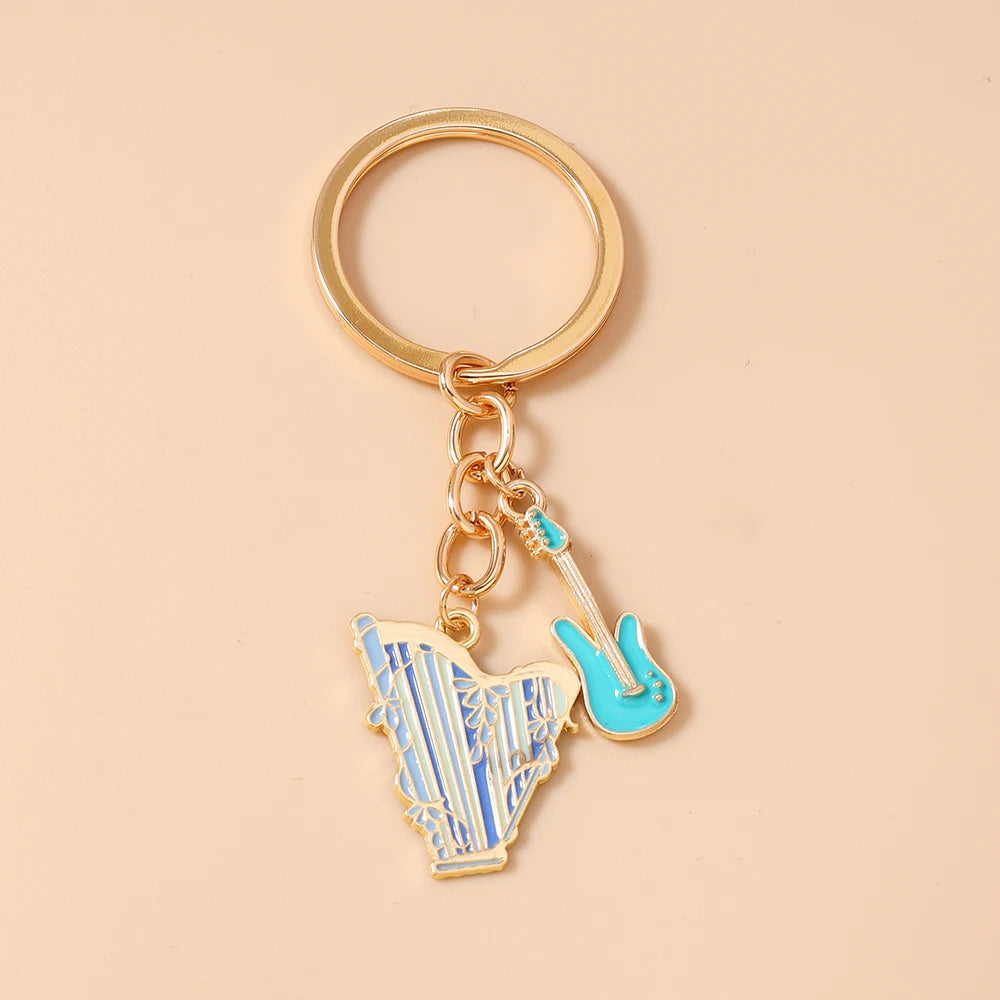 Guitar Keychain for Women – Musical Instrument Key Ring Bag Pendant Gift