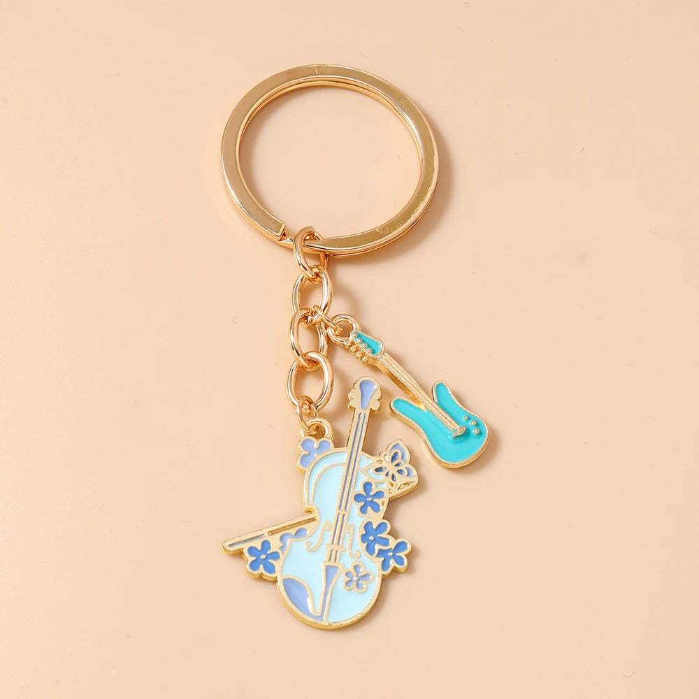 Guitar Keychain for Women – Musical Instrument Key Ring Bag Pendant Gift