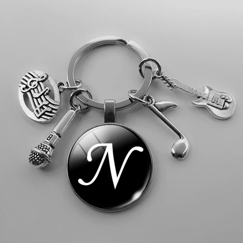 A-Z Letter Music Keychain – Handmade Guitar & Microphone Teacher Gift