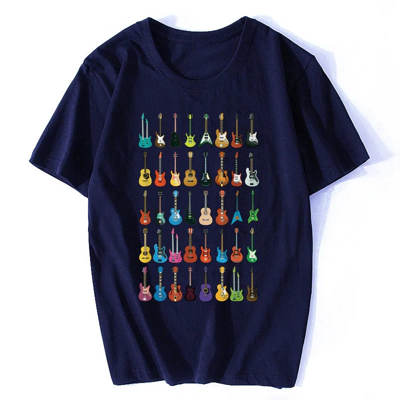 Love Guitar T-shirt Men Different Guitars T Shirt Music Lover Funny Tshirt Swag Clothing Custom Summer Coolest Black Streetwear