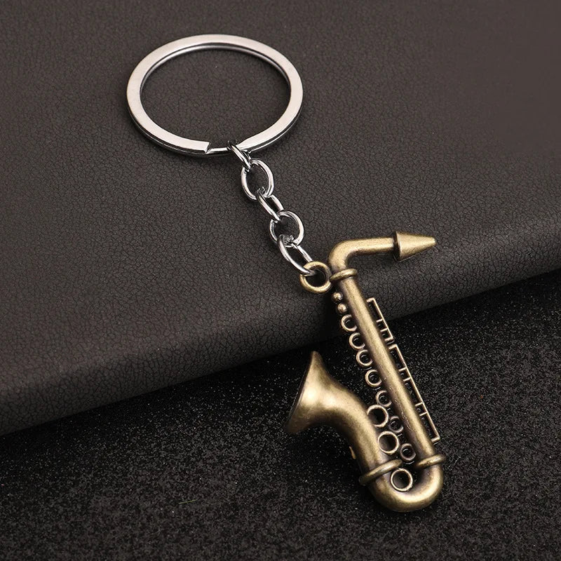 Retro Music Keychain – Microphone Piano Saxophone Pendant Kids Gift