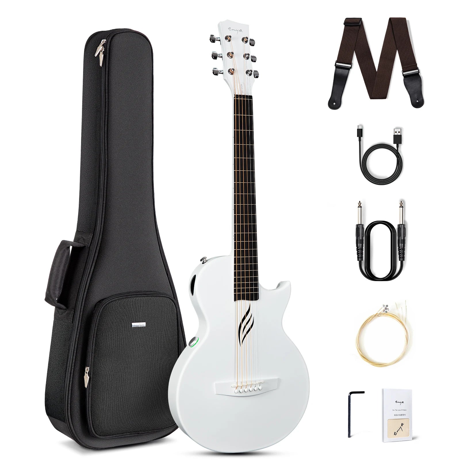 Enya NOVA GO SP1 35” Smart Carbon Fiber Acoustic-Electric Guitar | Travel Guitar Bundle