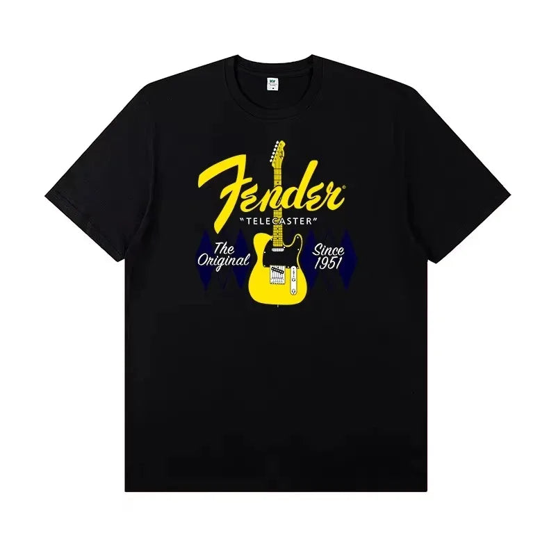 2026 Fender Jimi Hendrix Fender Electric Guitar Peripheral T-shirt Short-sleeved Rock Band Guitarist Performance Costume