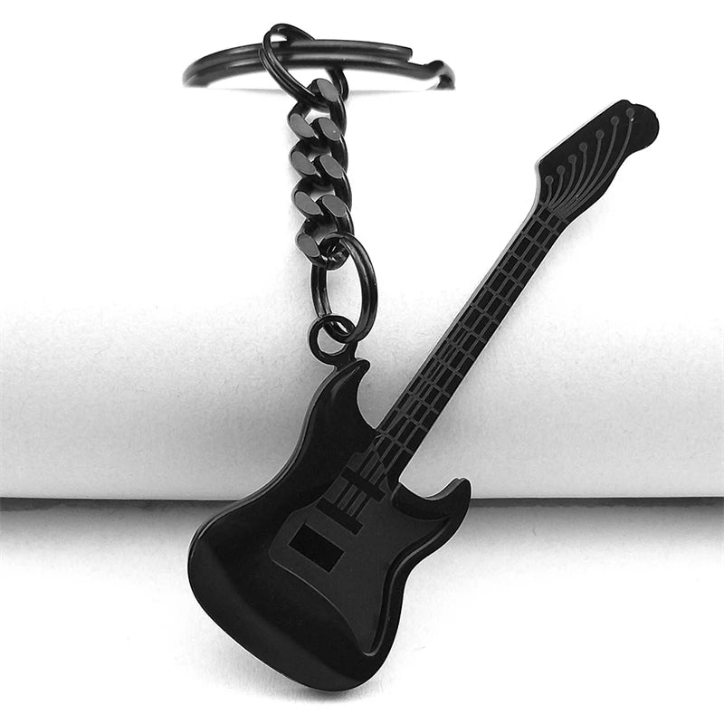 Gold Stainless Steel Y2K Guitar Keychain – Goth Rock Aesthetic Charm