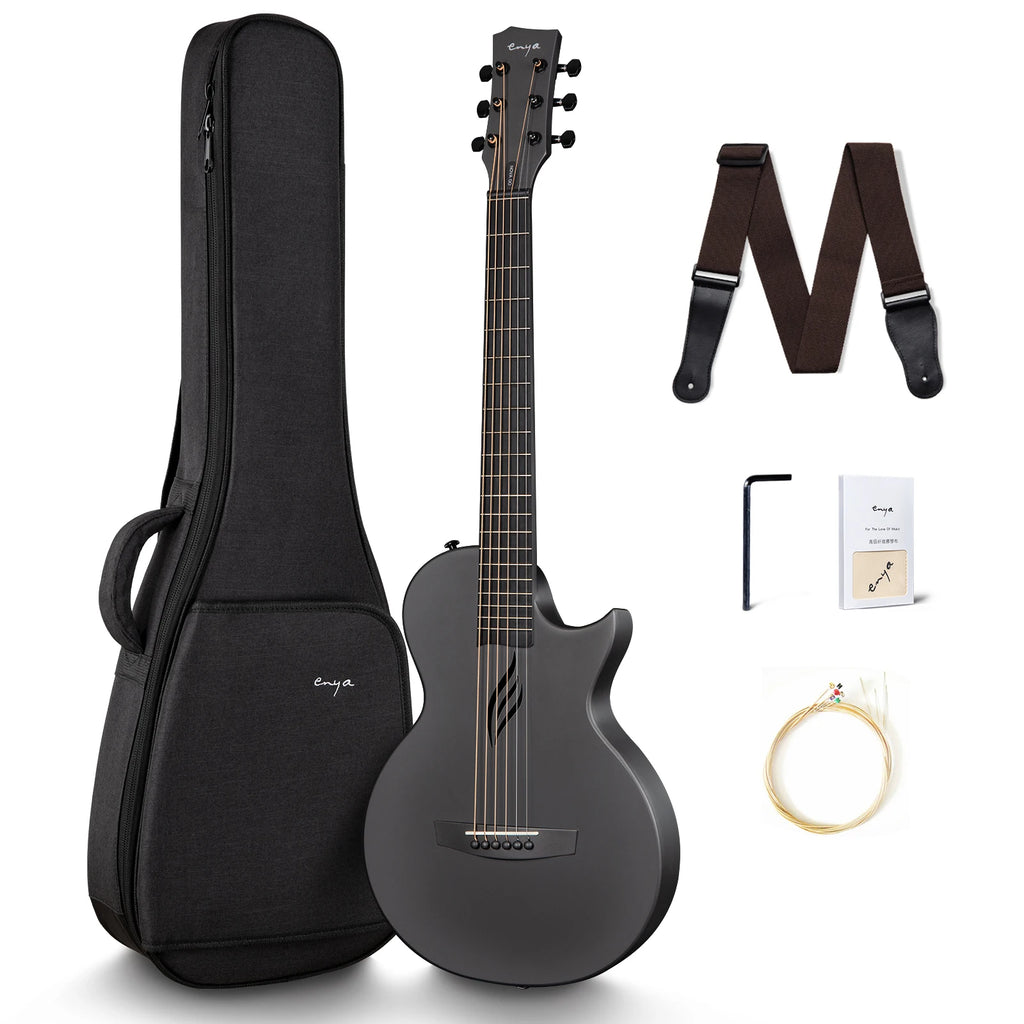 Enya Nova Go 35” Carbon Fiber Acoustic Guitar | One-Piece Travel Guitar with Beginner Kit, Gig Bag & Strap
