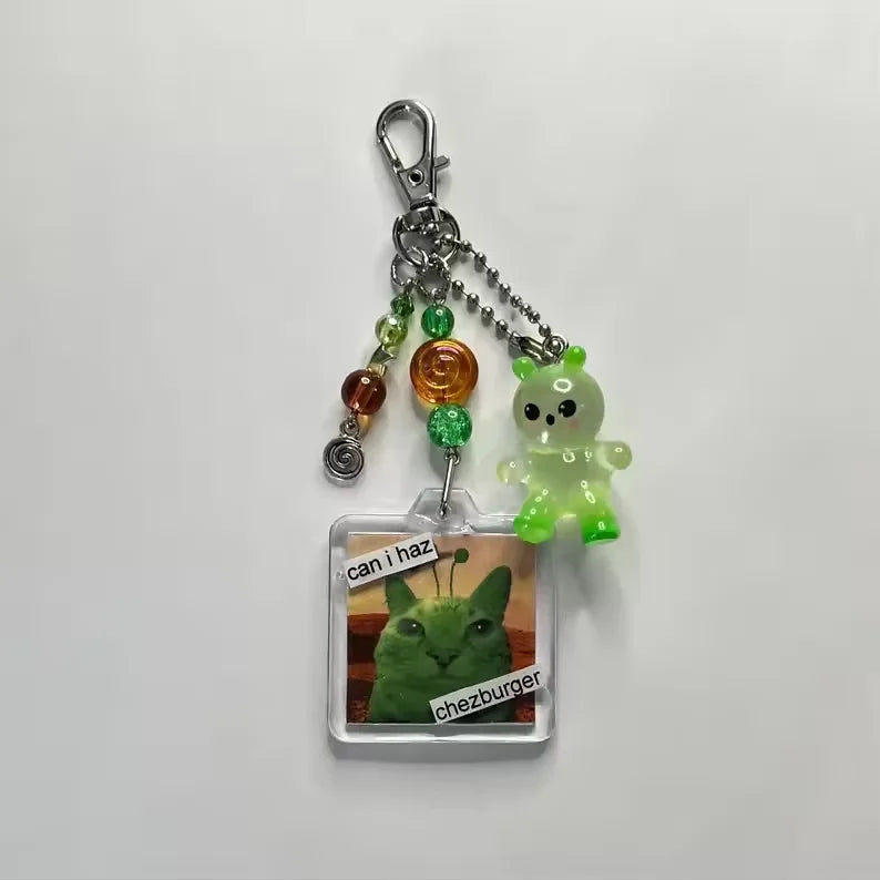 Y2K Beaded Guitar Microphone Keychain – Star Phone Charm Backpack Gift