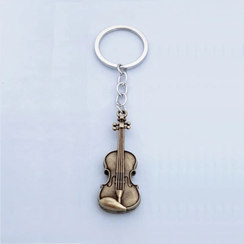 Vintage Guitar & Violin Charm Keychain – Unique Pendant for Men & Women