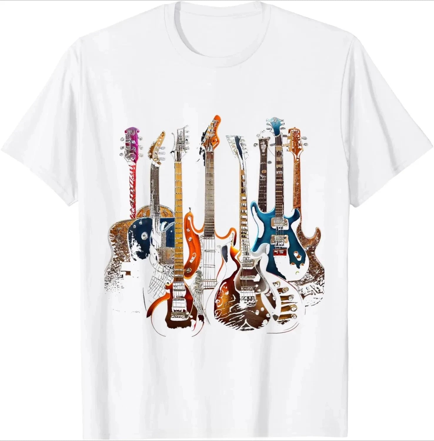 Guitars Guitarists Gift T-shirt Music Lovers Rock Custom Printed Graphic T Shirt Unisex Summer Women Clothing Tees O-neck Tshirt