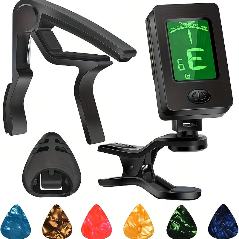 Guitar Tuner & Capo Set with Picks – All-in-One Guitar Accessories Kit