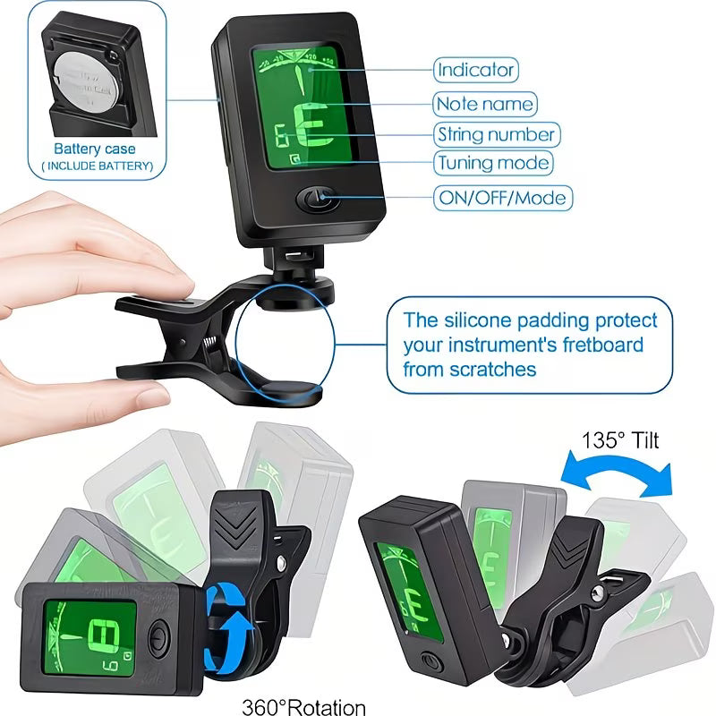 Guitar Tuner & Capo Set with Picks – All-in-One Guitar Accessories Kit