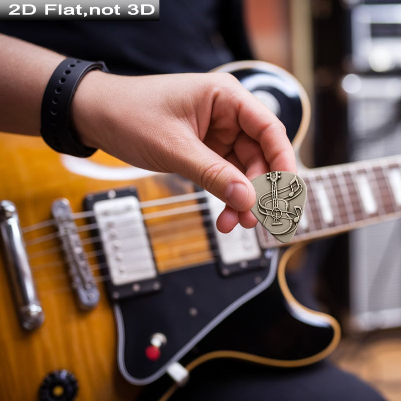 Metallic Music Note Guitar Picks Set with Case