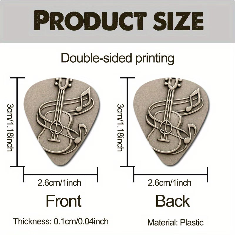 Metallic Music Note Guitar Picks Set with Case