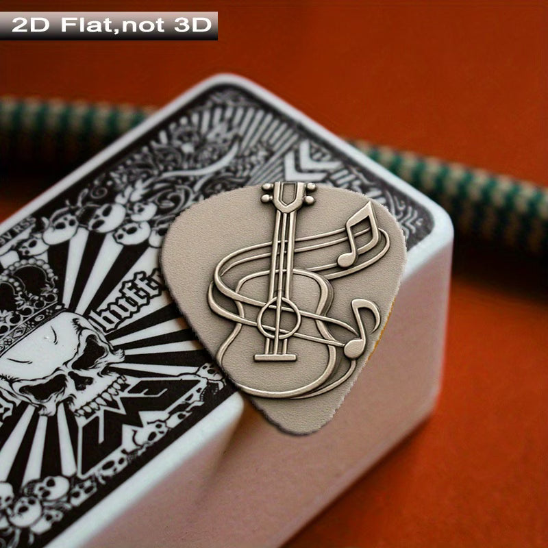 Metallic Music Note Guitar Picks Set with Case