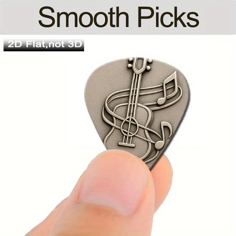 Metallic Music Note Guitar Picks Set with Case