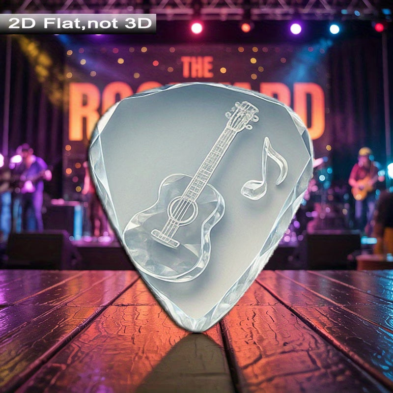 Crystal Guitar Picks Set with Engraved Music Design
