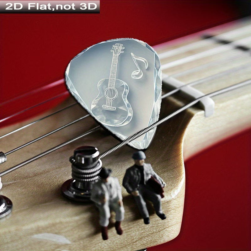 Crystal Guitar Picks Set with Engraved Music Design