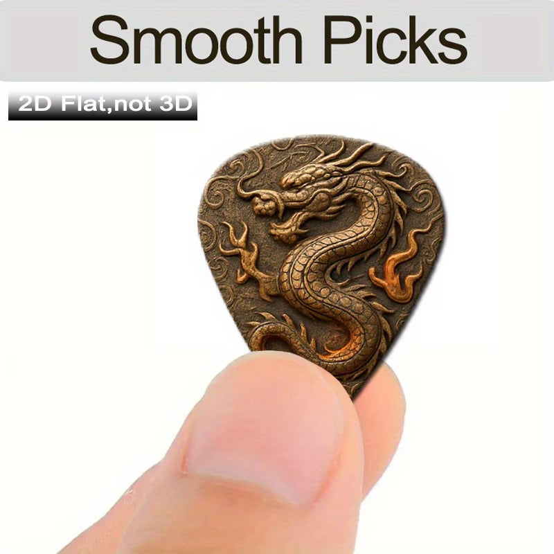 Dragon Guitar Picks Set with Leather Case