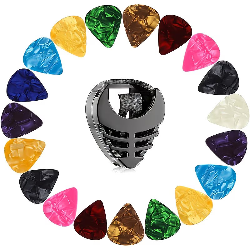 Stick-On Guitar Pick Holder with 10 Picks – Easy Access Pick Storage for Guitar Players