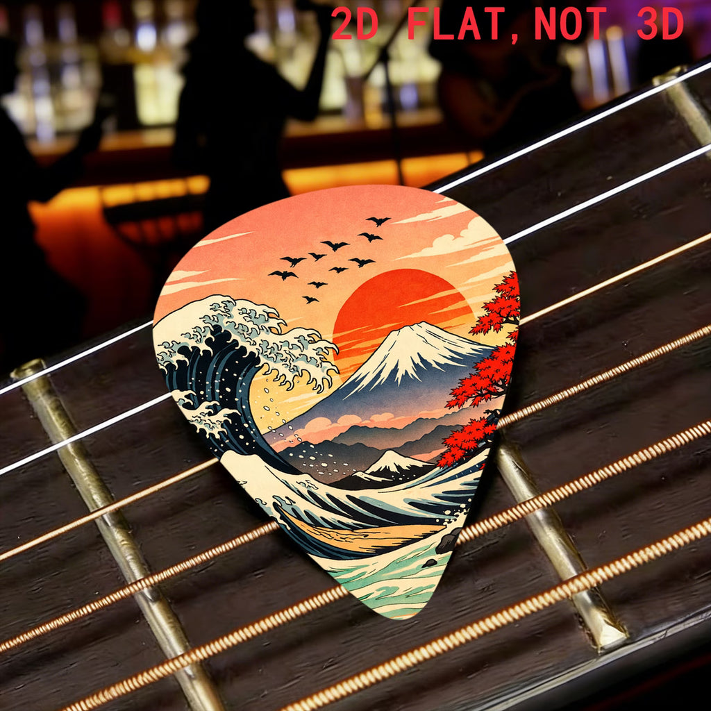 Japanese Wave Guitar Picks Set with Mount Fuji Design