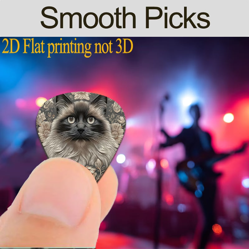 Floral Cat Guitar Picks Set