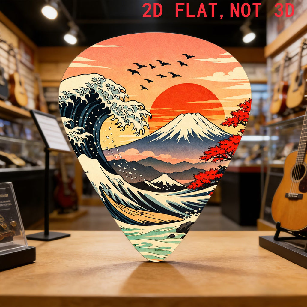 Japanese Wave Guitar Picks Set with Mount Fuji Design
