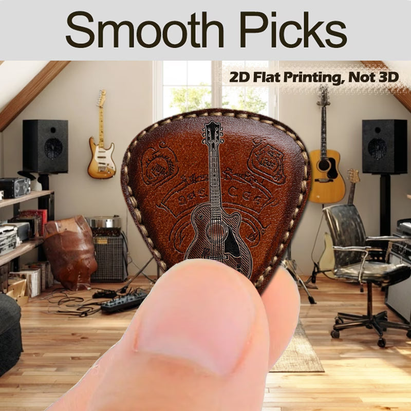 Vintage Leather Guitar Picks Set