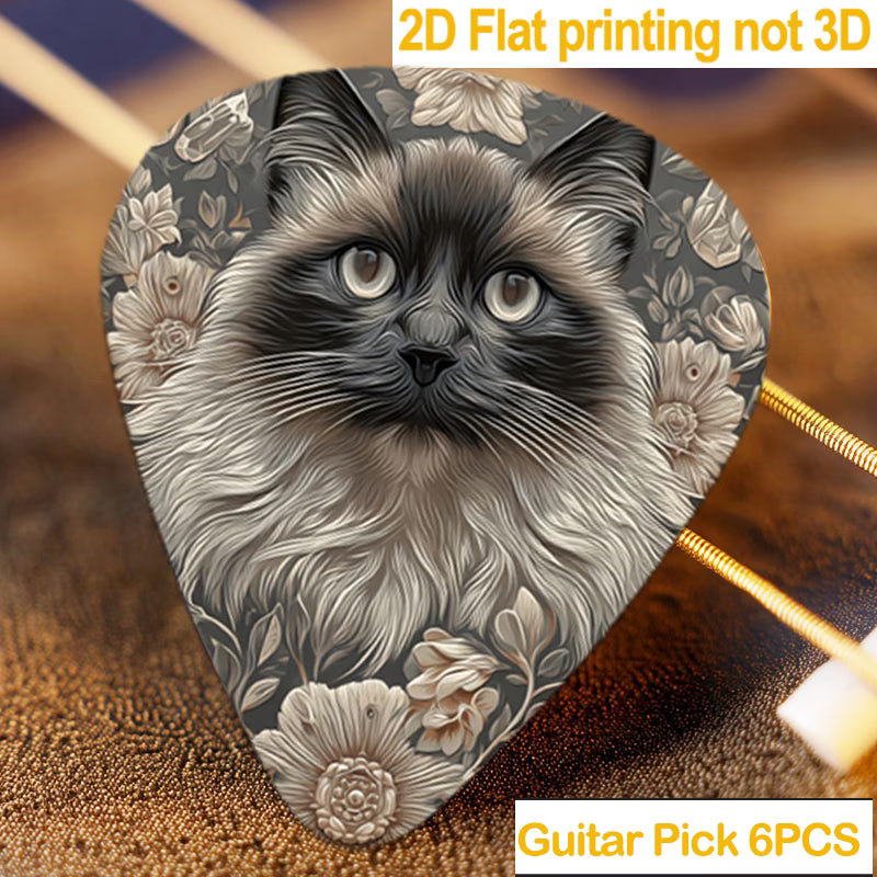Floral Cat Guitar Picks Set